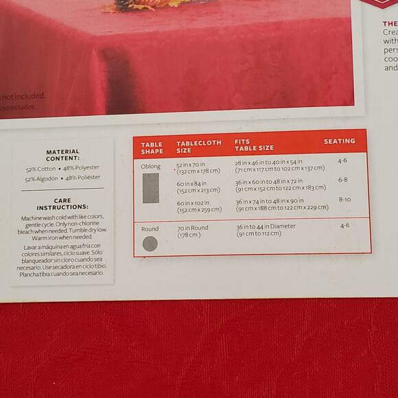 Better Homes Oval Tablecloth Red Damask 60x84 Christmas Holiday Winter New - Picture 8 of 10